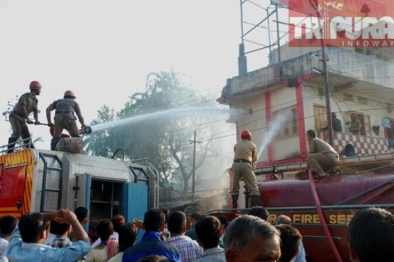 Panic grips among people as fire breaks out opposite to Bordowali petrol pump